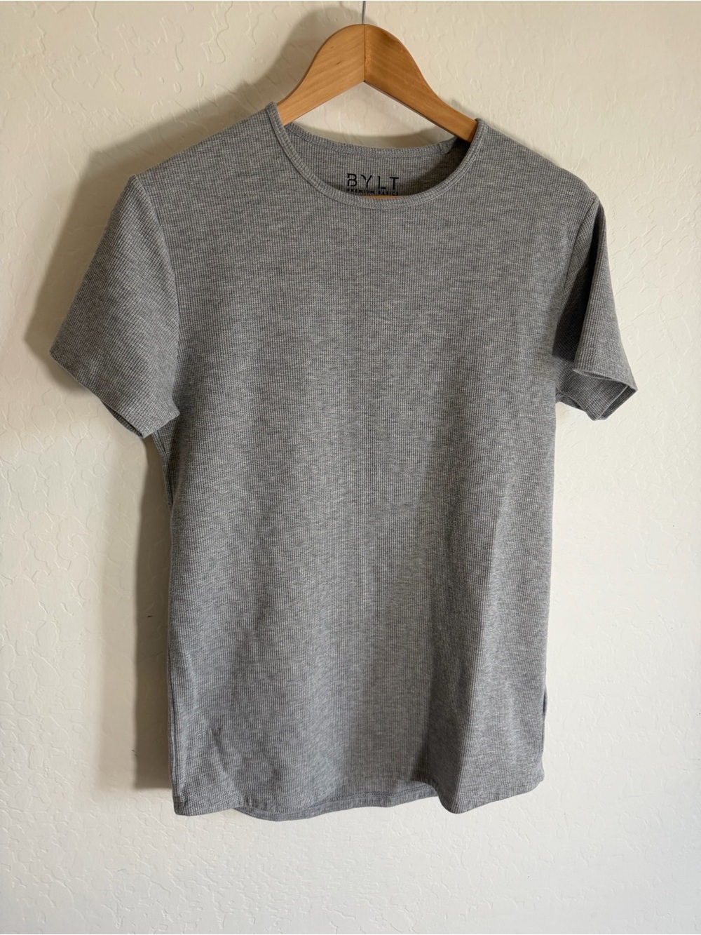 BYLT Premium Basics Grey Ribbed Short Sleeve Drop-Cut Tee Size [Insert Size] S